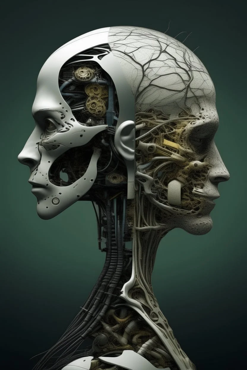 A creature half human half machine front