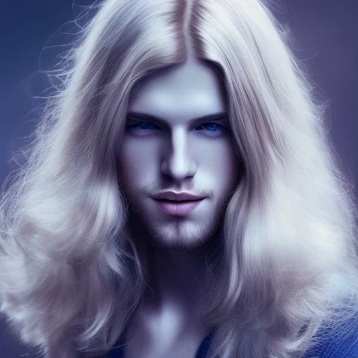 magnifique beau sexy jeune homme souriant des cheveux longs blonds,yeux bleus