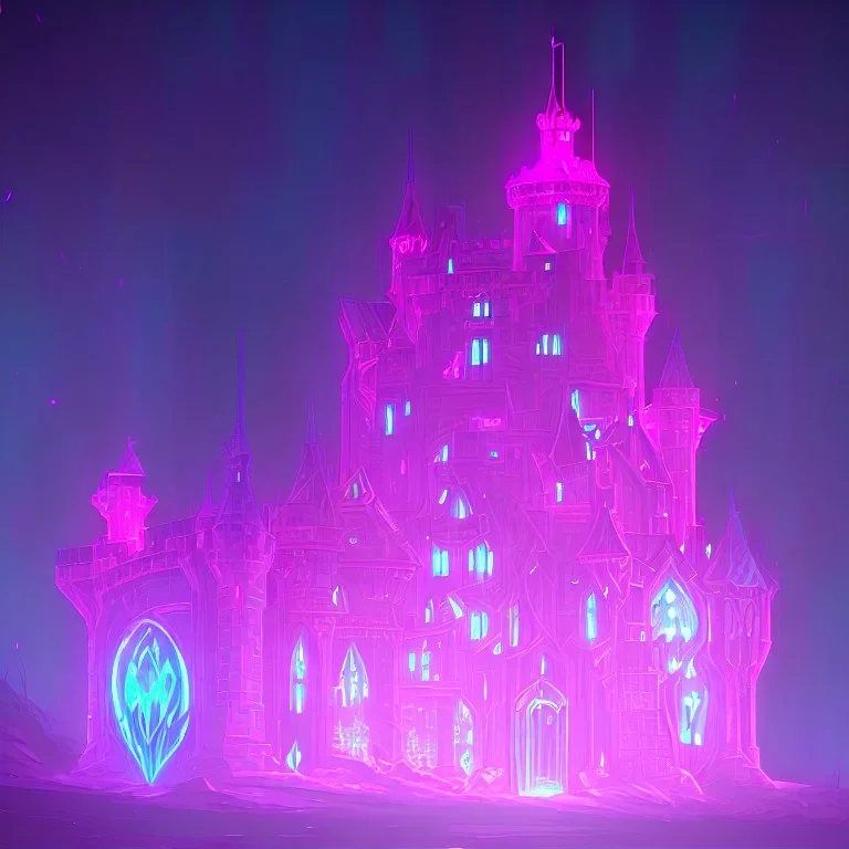 luminous pink, blue, sparkle castle