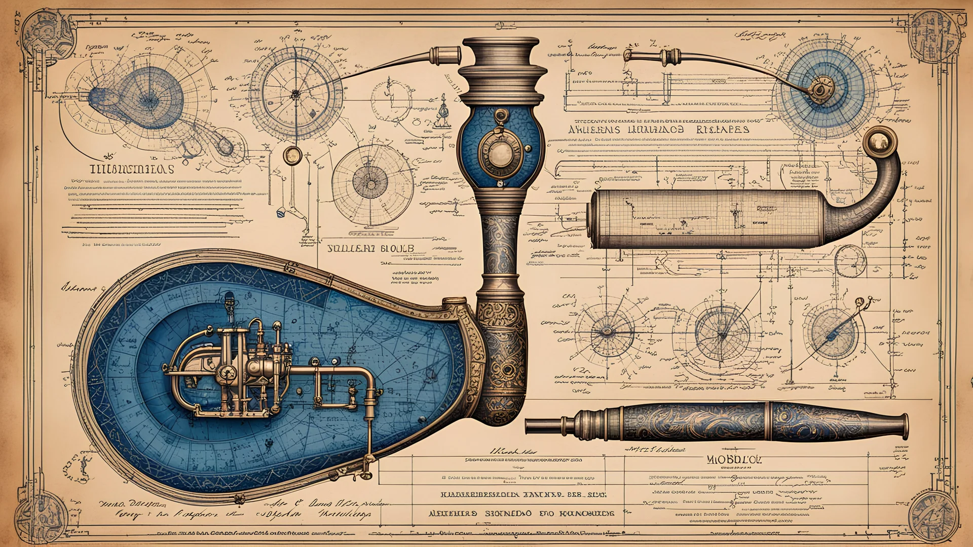 a jeweled vintage Blueprint with smoldering edges of a tobacco pipe, eldritch, dendritic, dark, technical, bold, elegant text, realistic sketch, scientific sketch, a mix of bold dark lines, bold lines, on vintage paper, primary colors, morbid fine arts, macabre arts, dark fine arts, 8k resolution, intricate detail, hyper detailed, dynamic lighting, H.R. Giger, trending on Artstation, epic, deep color, vibrant, beautiful, graffiti art, splash art, street art, spray paint, oil gouache melting, acr