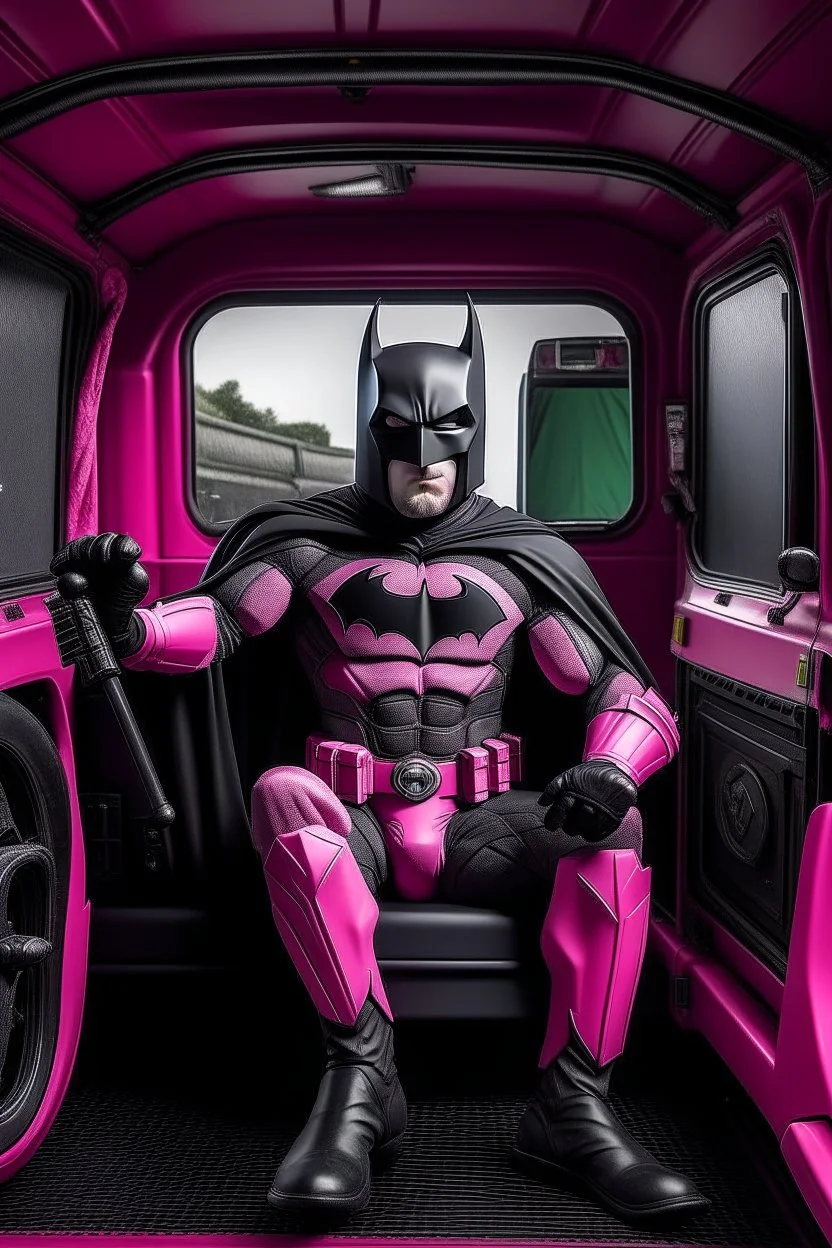 batman drive inside pink lorry