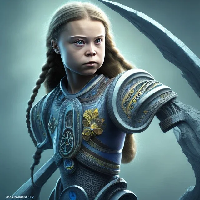  Greta Thunberg portriate of beautiful blue na'vi warrior,volumetric lighting, particals, intricate detail,realistc, close up