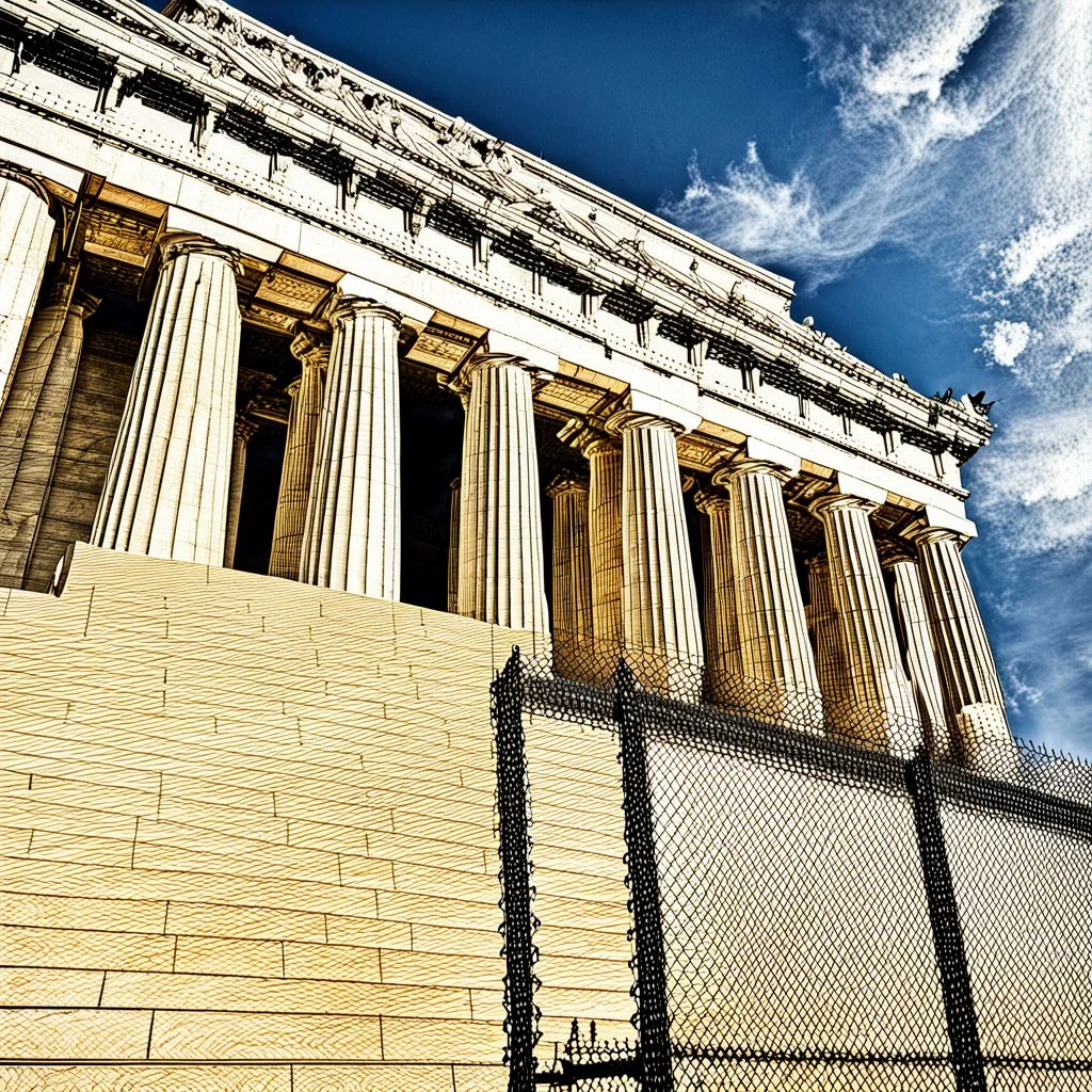 The Lincoln Memorial Protected by a Barbed Wire Fence