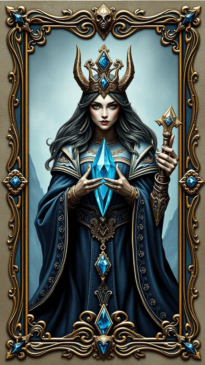 elven queen gem card with ornate frame