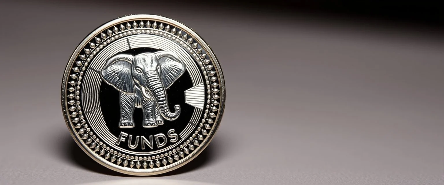 a coin with an emblem of "Elephant Funds"