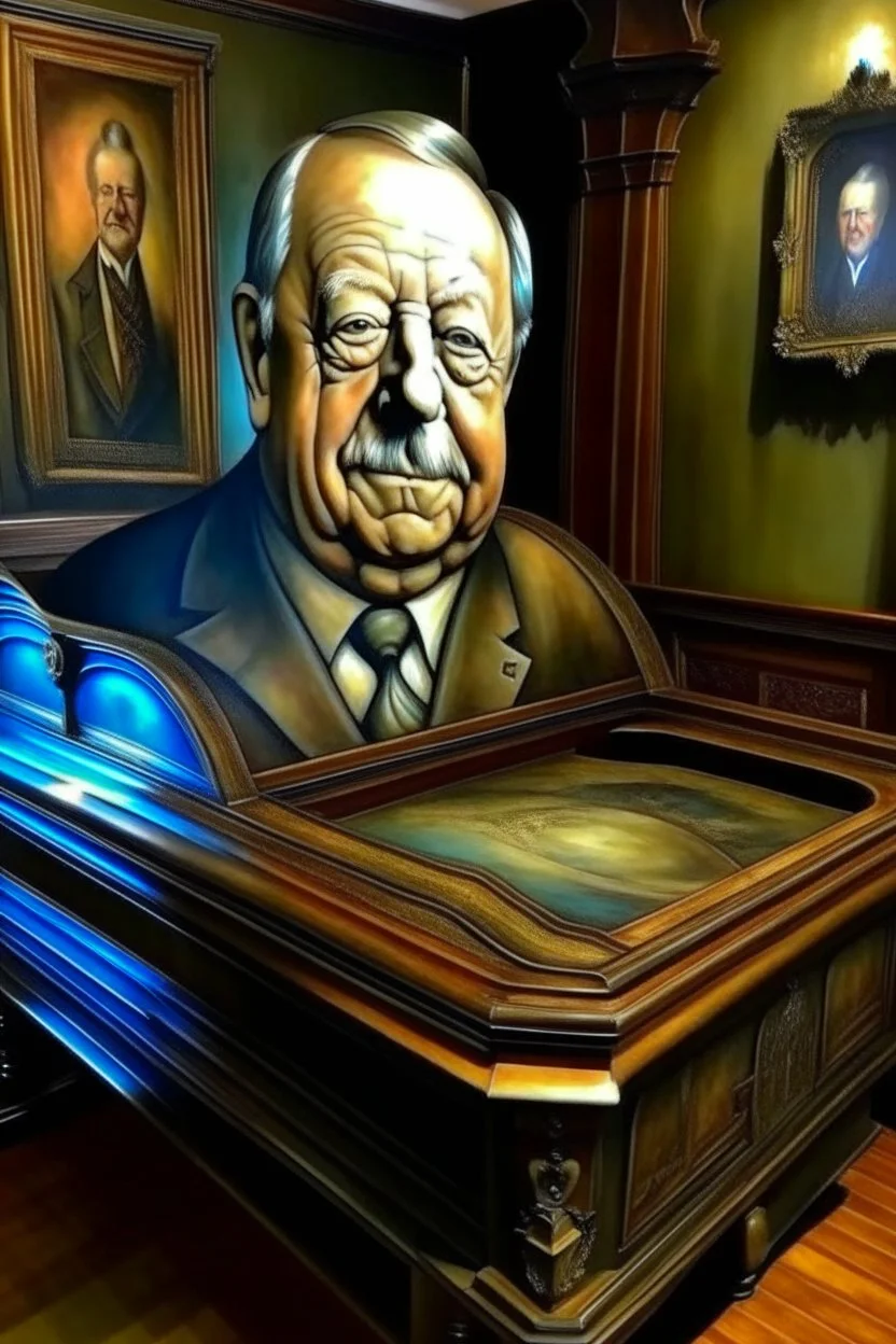 President William H. Taft painted biomechanical alien in piano coffin