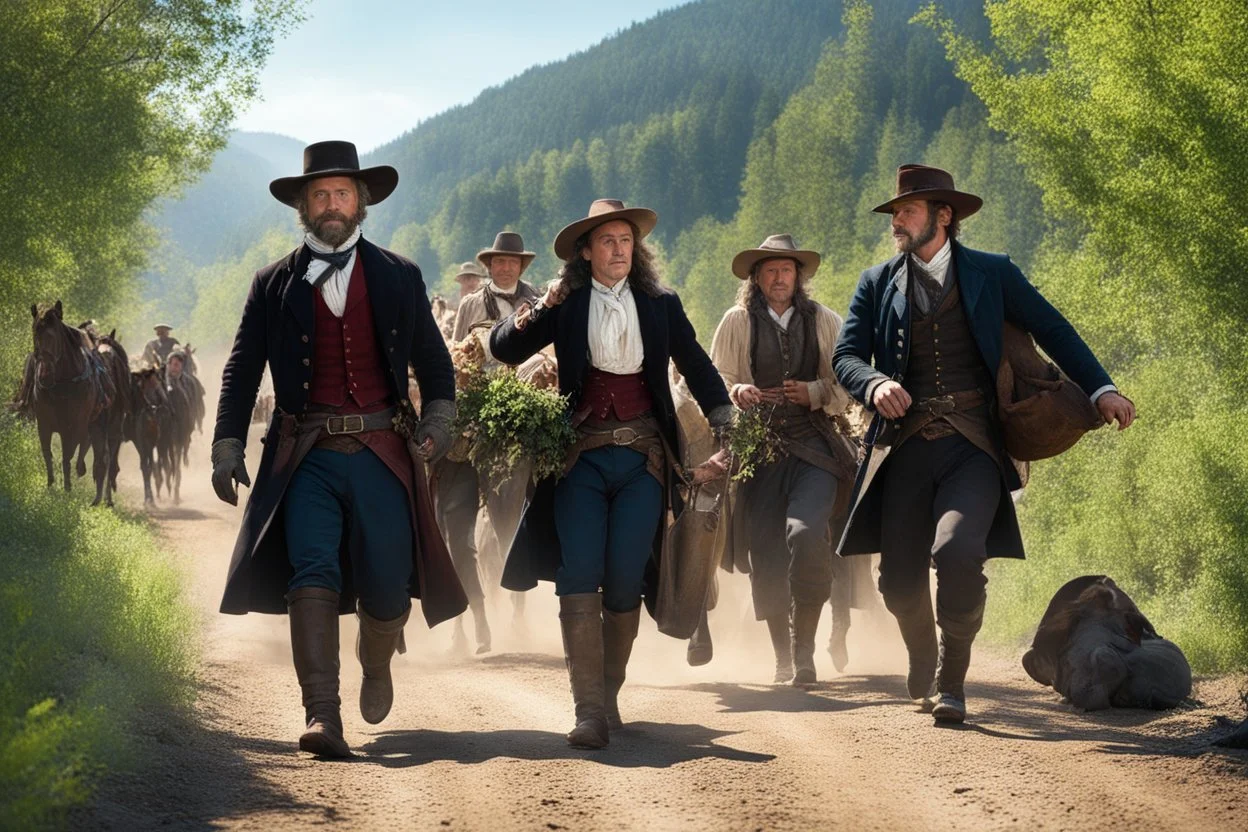 The scene shows a family of French Basque immigrants pioneering into the Wild West in 1850 while carrying their ancestral vines. Hard drinking trail driver Lon is hired to lead them and he falls for the spirited Gabrielle.