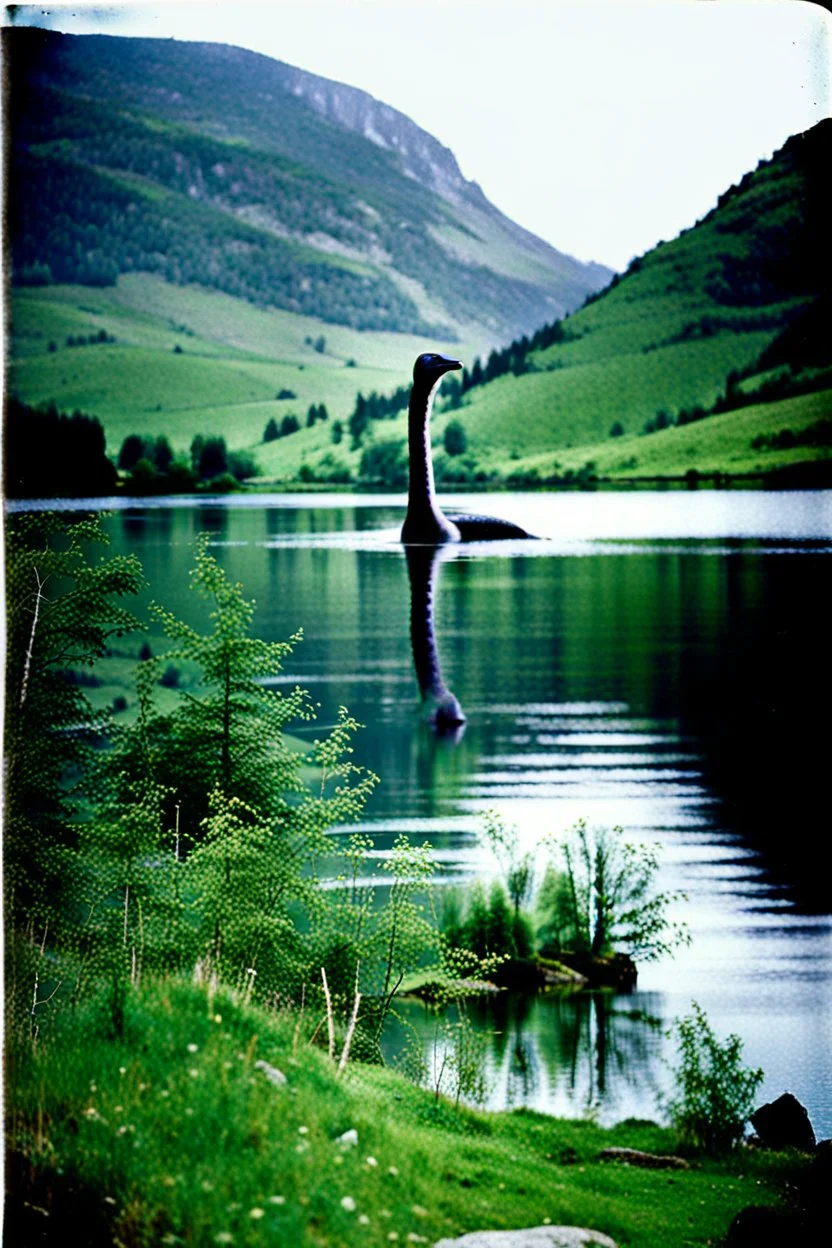 Early color photograph of the Loch Ness Monster