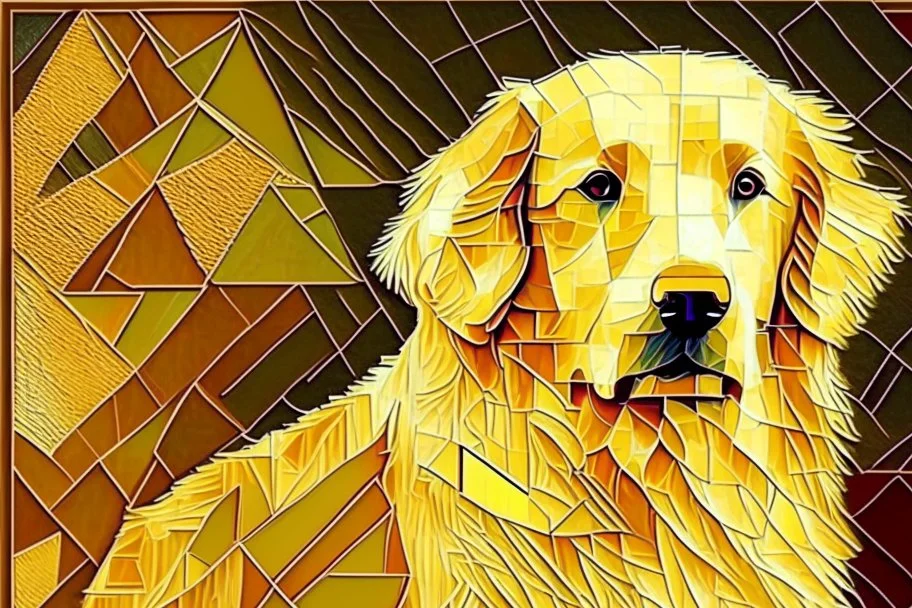 style of paul klee Golden retriever dog