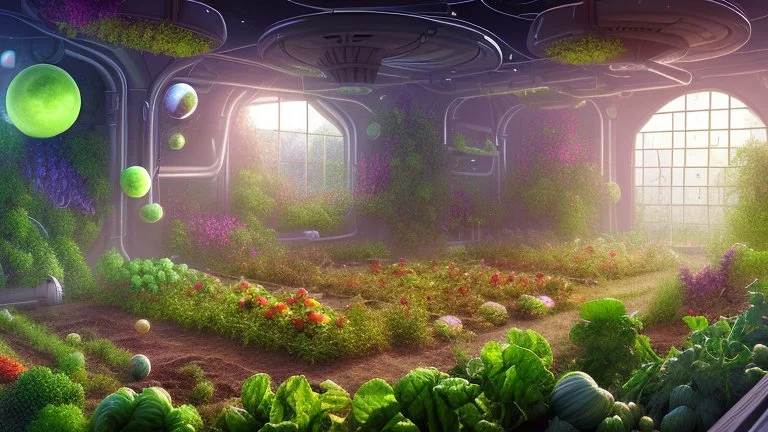 vegetable garden inside deep space station