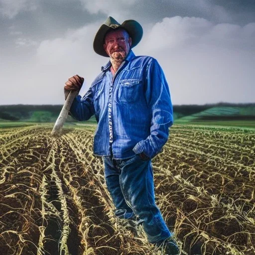 Portrait of a farmer in the year 3005