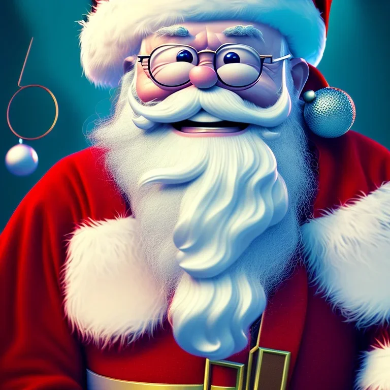  octane render, 8k, high detail, Santa , portrait, jolly, happy, laughing