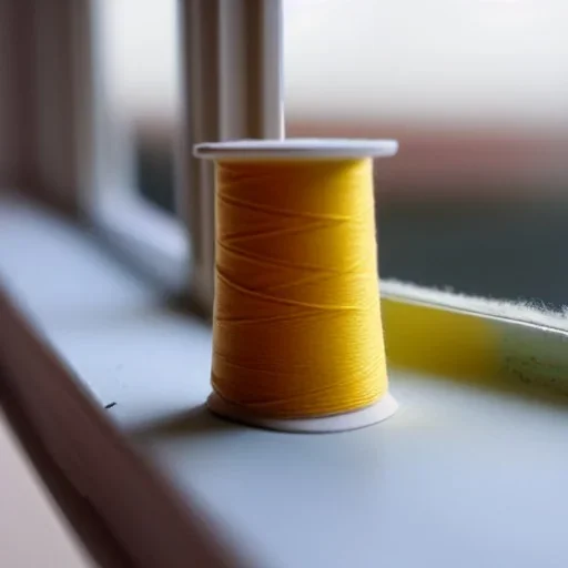 spool of thread on windowsill