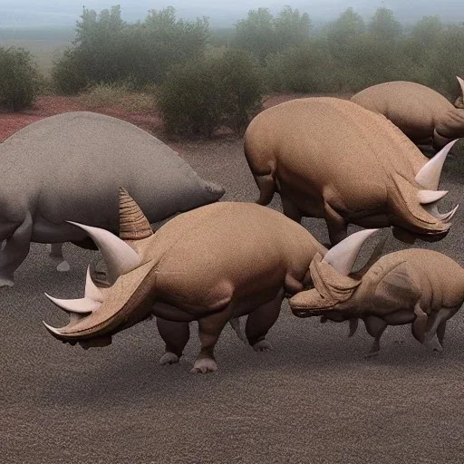 group of triceratops