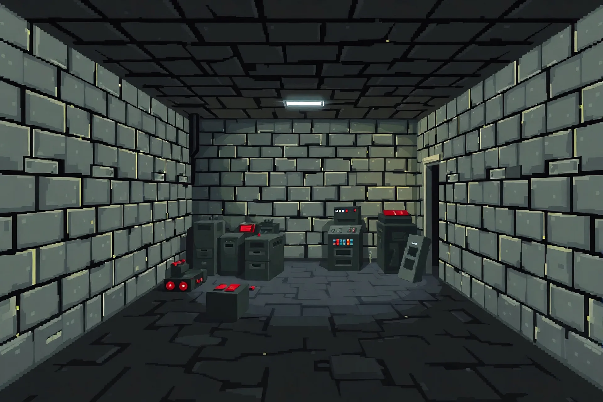 can you generate a pixelated 2d military bunker, but the inside