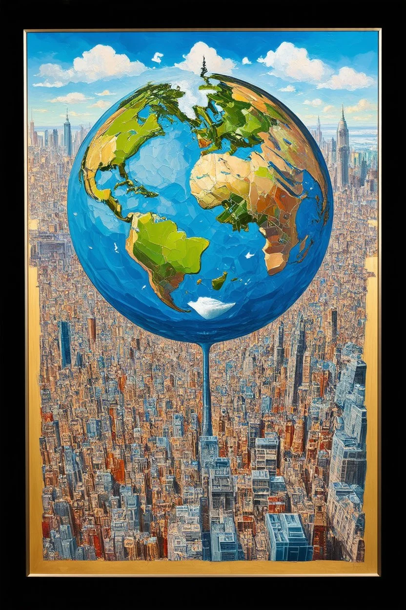 The world is in; a painting with an admixture of M.C. Escher and Surrealism