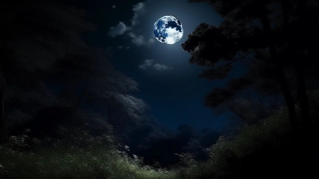 It is a moonlit night, and it is hot.