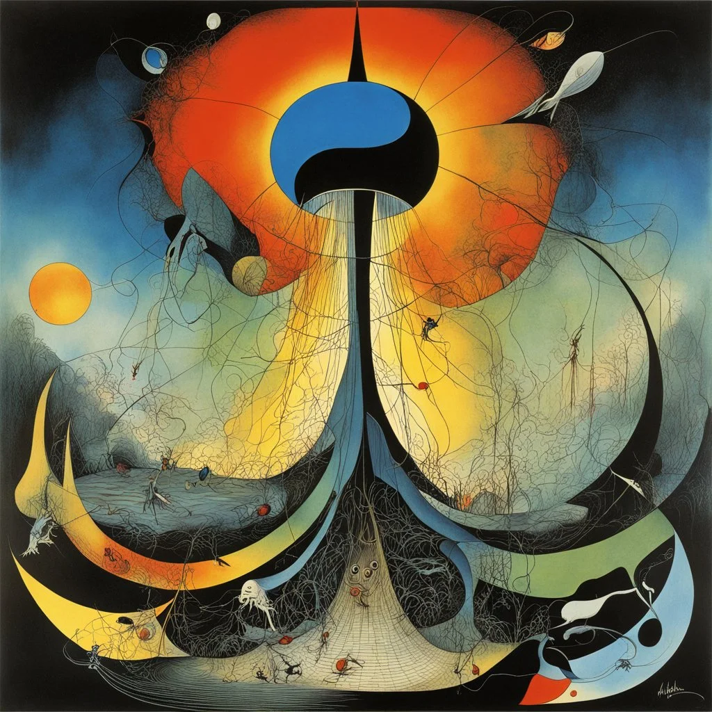 Insides out extinguished by light turn on the night, abstract surrealism, by Gerald Scarfe and Joan Miro, vivid colors, cel shaded, surreal wonderment, sharp focus, Pink_Floyd, album cover art by Dave McKean, artistic