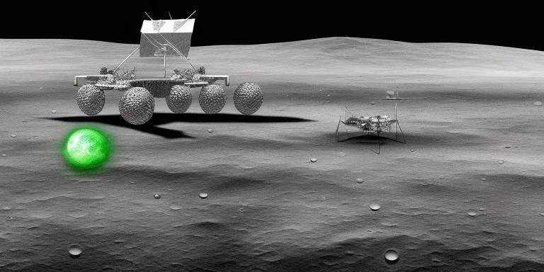 big bugs on the moon with reflective mirror faces