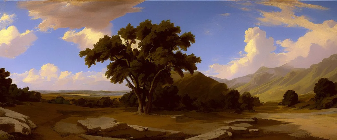 texas hill landscape by poussin