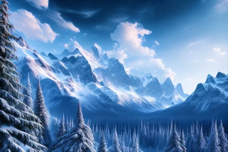 Mountains Background, Hyper Realistic, Hyper Detailed.