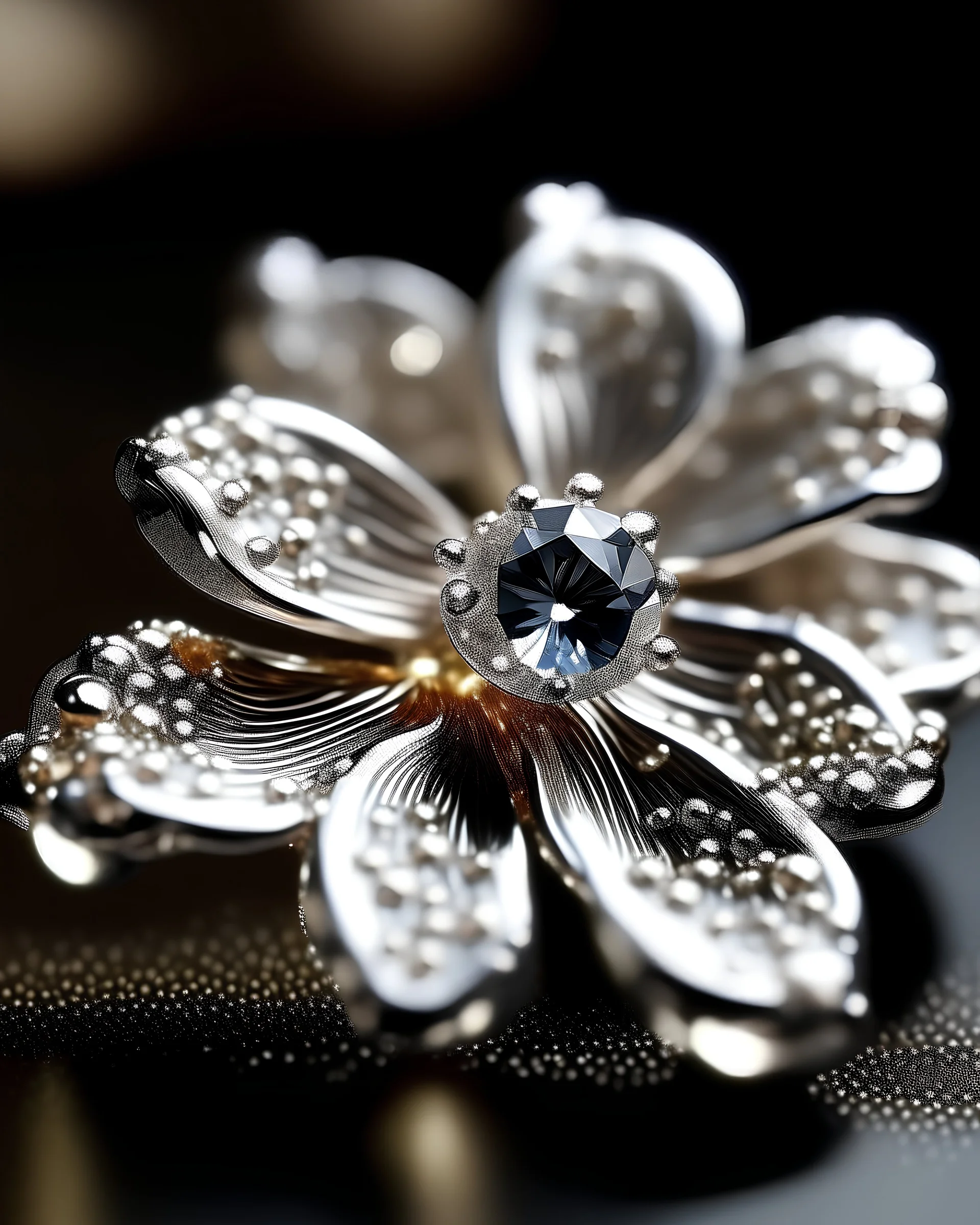 jewel, silver material, glitter, flower shape