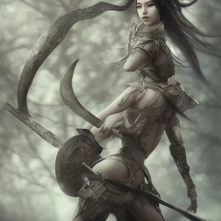 One Womderfull japanese woman, warrior clothes, extremely detailed, fog effects, particle effects