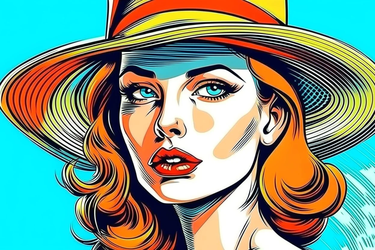 beautiful woman in hat in pop art style vector