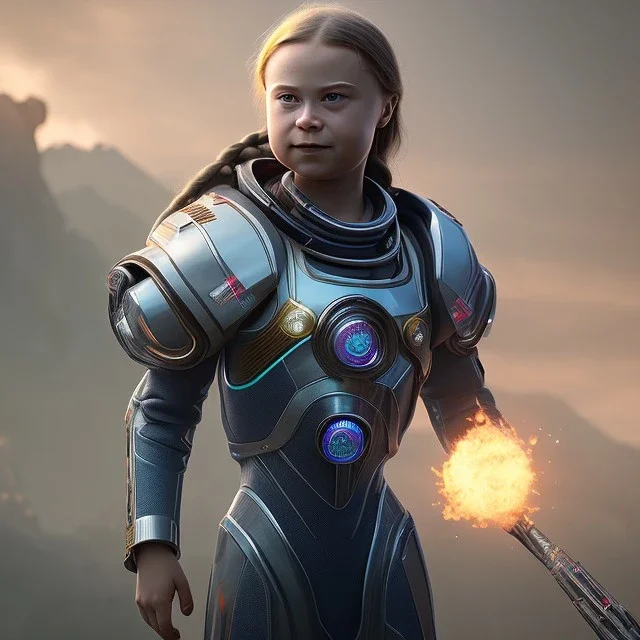  Greta Thunberg portrait octane render, Terran Empire