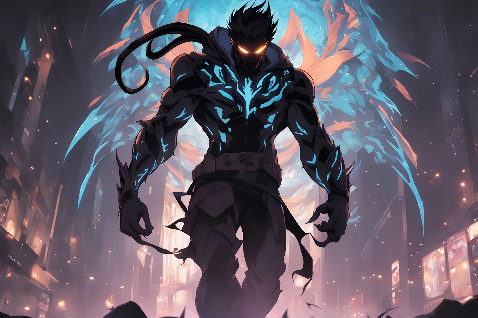 Miles in 8k solo leveling shadow artstyle, Crystal and Symbiote them, neon effect , dragon tattoos, close picture, full body, apocalypse, intricate details, highly detailed, high details, detailed portrait, masterpiece,ultra detailed, ultra quality