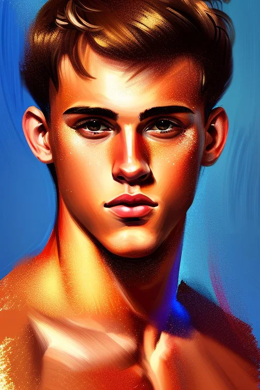 Extremely rich young guy portrait with pride paint in face