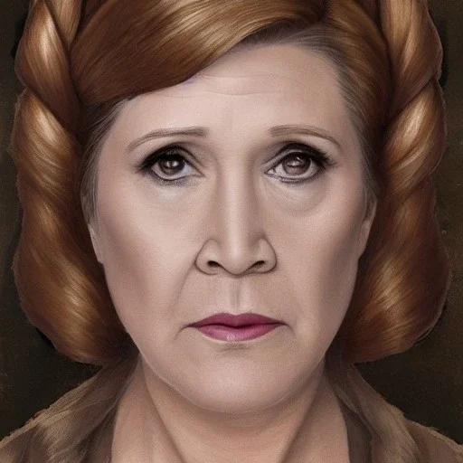 [[extrem stunning photorealistic Carrie Fisher as Princess Leia]] :: [[photorealistic face with brown eyes, short hair, head and shoulders portrait, 8k resolution photorealistic portrait by Greg Rutkowski, Artgerm, WLOP, Alphonse Mucha, dynamic lighting, hyperdetailed, intricately detailed, triadic colors]]