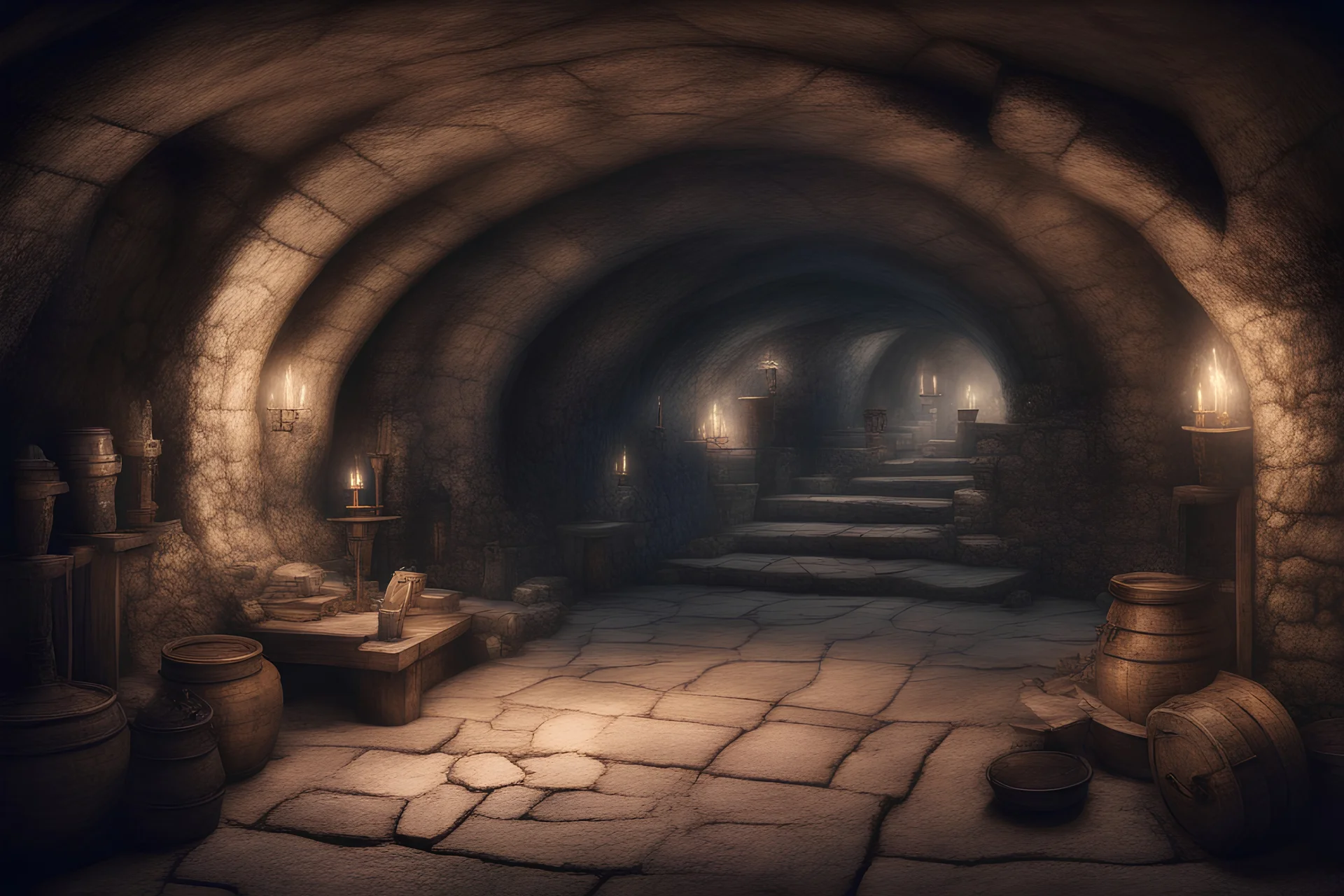 fantasy medieval underground cellar