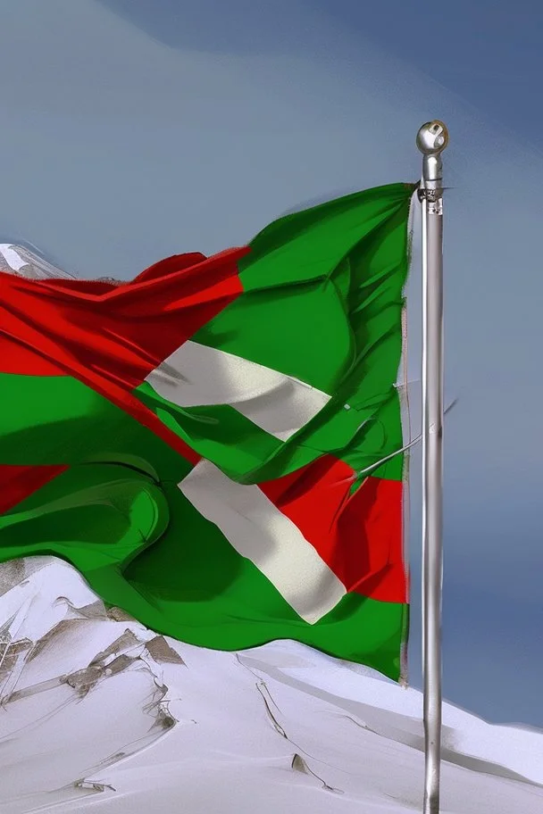 a hungarian flag (red-white-green) on the summit of mount everest by Jean Baptiste Monge in sunshine