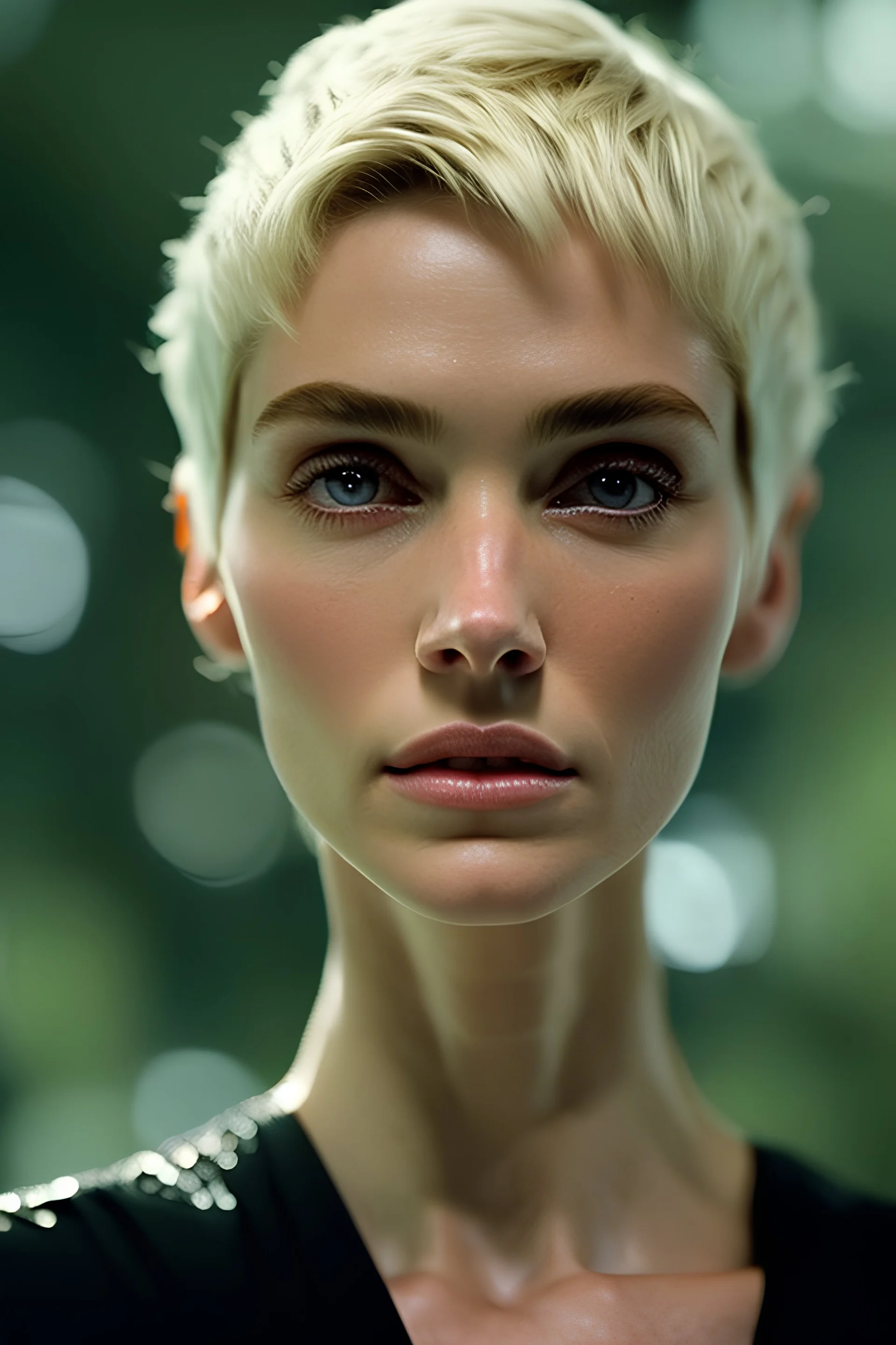 2000 movie, young mix (brooke ence, hilary rhoda, elizabeth debicki), tonedpunk, sleeveless, short hair, 8k uhd, breathtaking masterpiece, intricate film grain, ultra realistic wallpaper, sharp focus bokeh, studio quality perfectionism, by james cameron