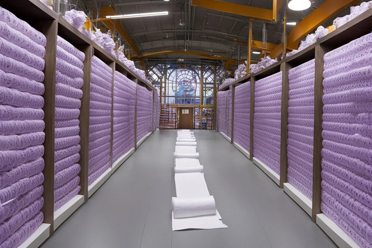 the longest toilet paper in the world, in Charlie's chocolate factory