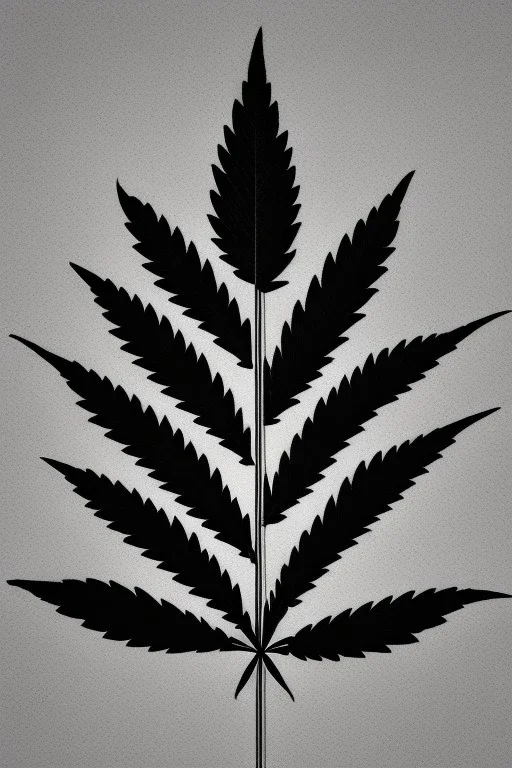 Pencil sketch of a marijuana leaf on lined paper, black and white, pattern