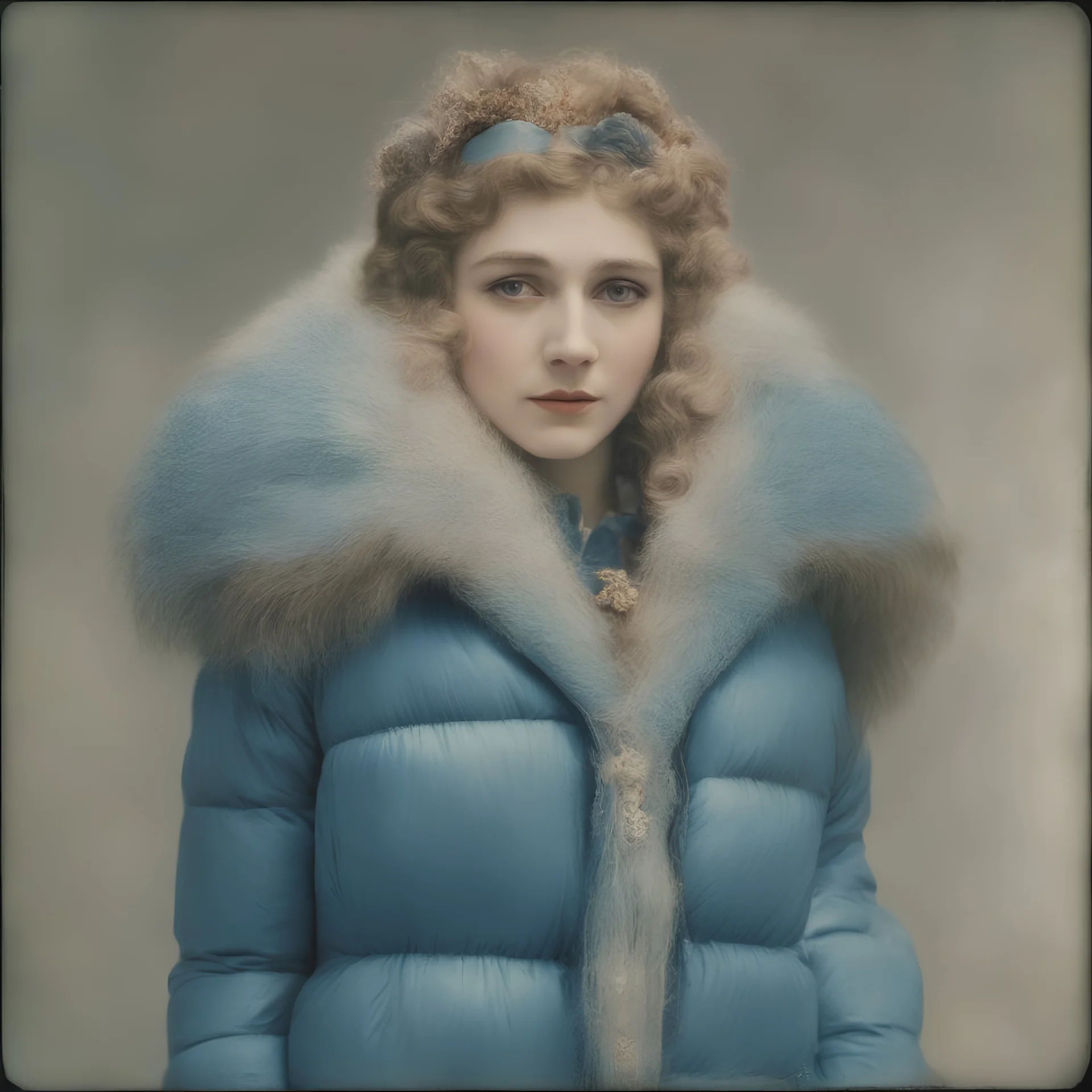 Mary pickford, blue, autochrome, plastic puffy jacket