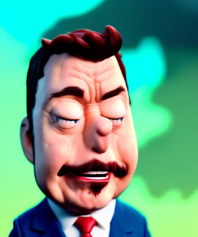 portrait, plasticine elon musk figure, cartoon, Seth MacFarlane style, hand made, family guy, wide angle view, color background, color smoke, soft color, highly detailed, unreal engine 5, ray tracing, RTX, lumen lighting, ultra detail, volumetric lighting, 3d, finely drawn, high definition.