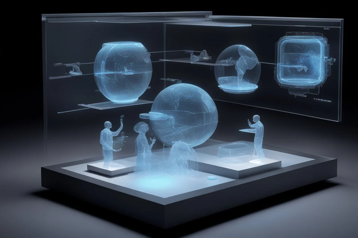 Голографический дисплей: Демонстрация трёхмерных моделей научных объектов, с которыми можно взаимодействовать при помощи жестов.