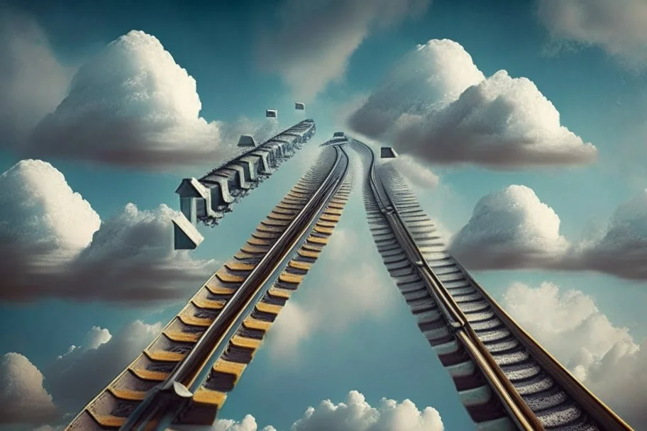 trains on ladder track in the skies