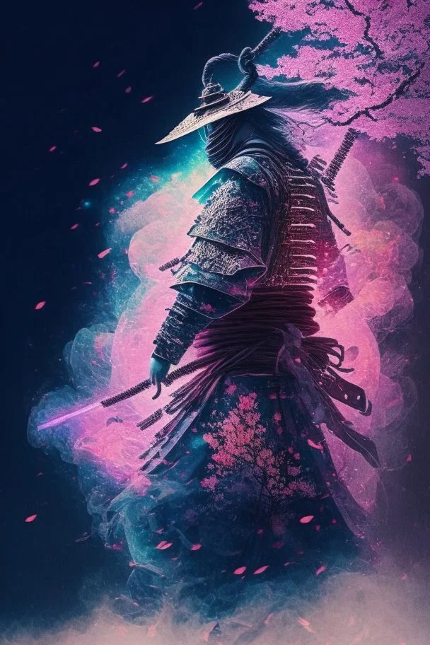 Mystical samurai emitting an aura