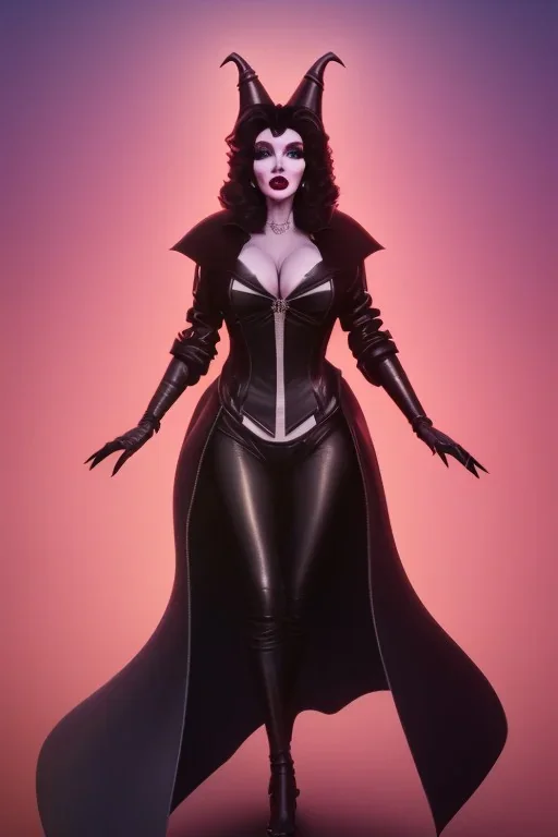 Joan Collins as evil queen in black leather, leather, busty, cleavage, angry, stern look. character design by cory loftis, fenghua zhong, ryohei hase, ismail inceoglu and ruan jia. unreal engine 5, artistic lighting, highly detailed, photorealistic, fantasy