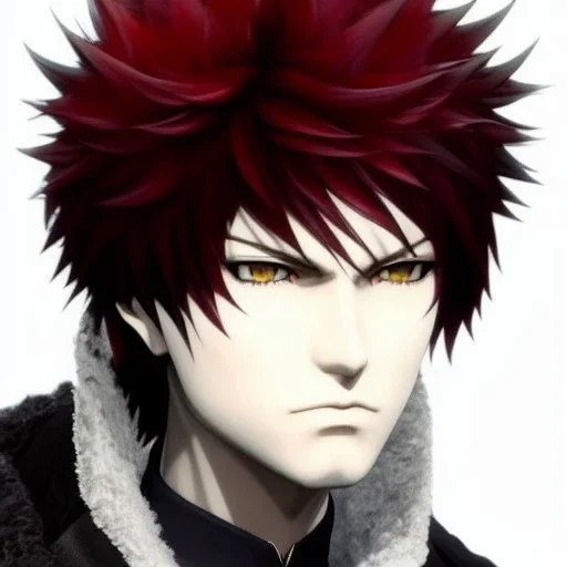 Detailed anime boy, crimson red hair, long classic taper hairstyle, dante dmc5 hairstyle, wolf ears protruding out, white trench coat, intricate details, full body portrait, keep head in frame, slight smile, black Japanese motif, concept art, highly detailed, digital painting, concept art, sharp focus, illustration, art by Yoji Shinkawa, WLOP and greg rutkowski and alphonse mucha and artgerm and yanjun Chen and Junji ito and Makoto Shinkai, HDR, octane render, highly detailed