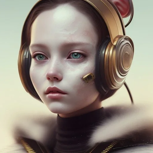 Cyberpunk Portrait of cat child with brown hair and with cute face, north pole snowy vibe , perfect composition, hyperrealistic, super detailed, 8k, high quality, trending art, trending on artstation, sharp focus, studio photo, intricate details, highly detailed, by greg rutkowski