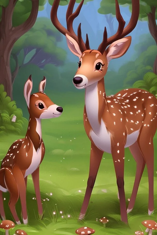 "look Alina my love: we found Deery the deer, what a chance! and she can speak, this is so great! Deery, please eat some of these tasty mushrooms with us" Deery eats some of the mushrooms and smiles. "Thank you, thank you, thank you." "Goodbye my deary." "See ya soon my love." "Good bye Deery." "I love you, Alina." > make love to Alina and to Deery together, we are three magic animals snorting in the wood, eating flowers and mushrooms. The sky is so blue, the faeries are back with us and sing