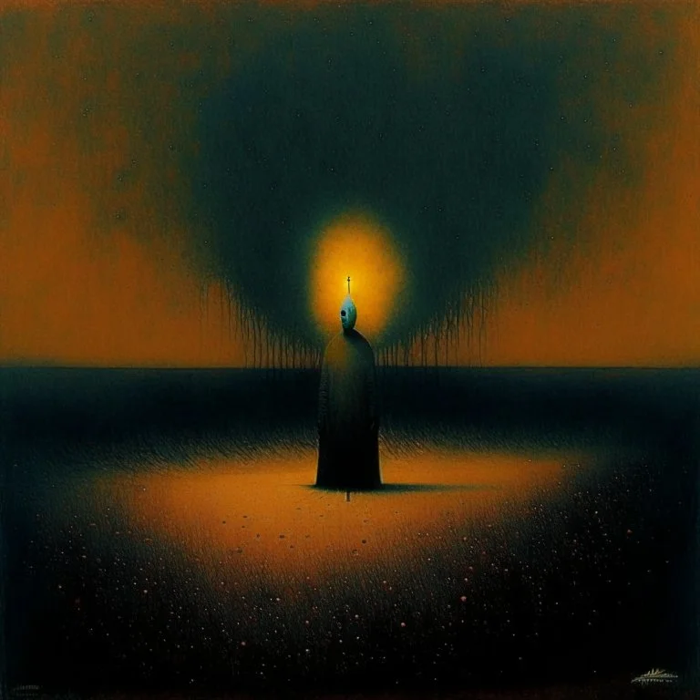 Sopor Aeternus, depicting a fear of being alone, Style by Pawel Kuczynski and Ray Johnson, surreal horror art, nightmarish, dynamic composition, dark color burn, based on the imagery of Zdzislaw Beksinski