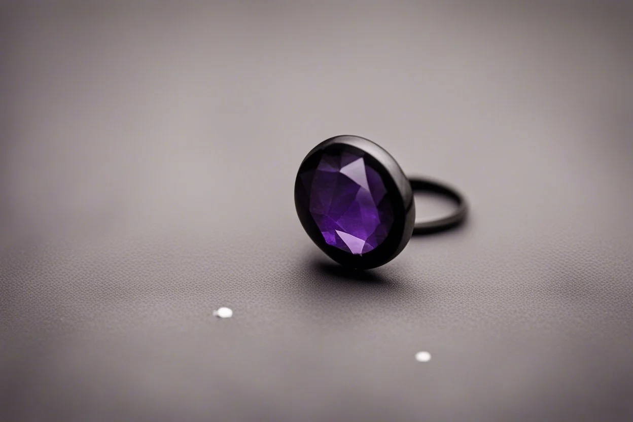 небольшое чёрное кольцо с лиловым камнем на нем выпало на пол.
