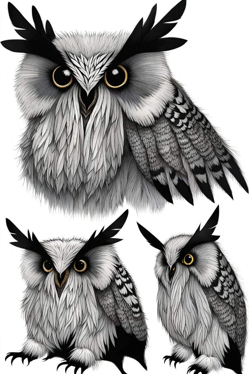 Hairy moth owl hybrid creature
