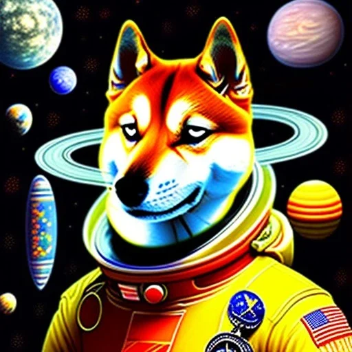 shiba inu smoking weed in space